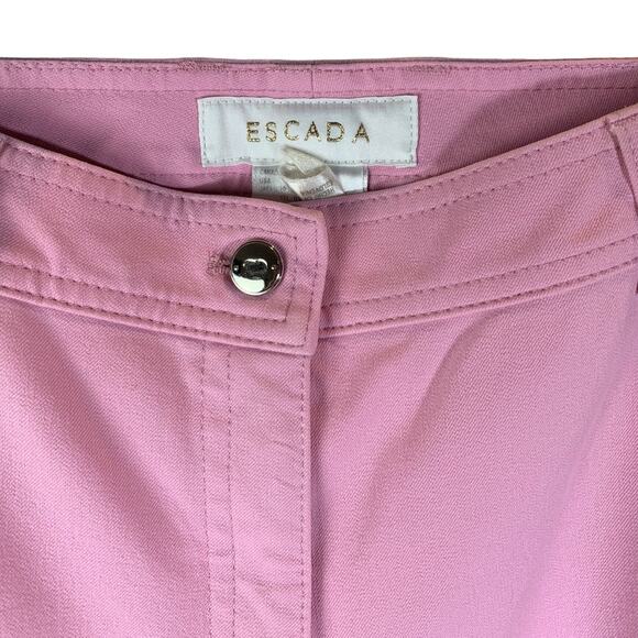 ESCADA Pants Women Sz 42 Pink Straight Leg Cotton Jean Mid-Rise Hemmed - Picture 2 of 4